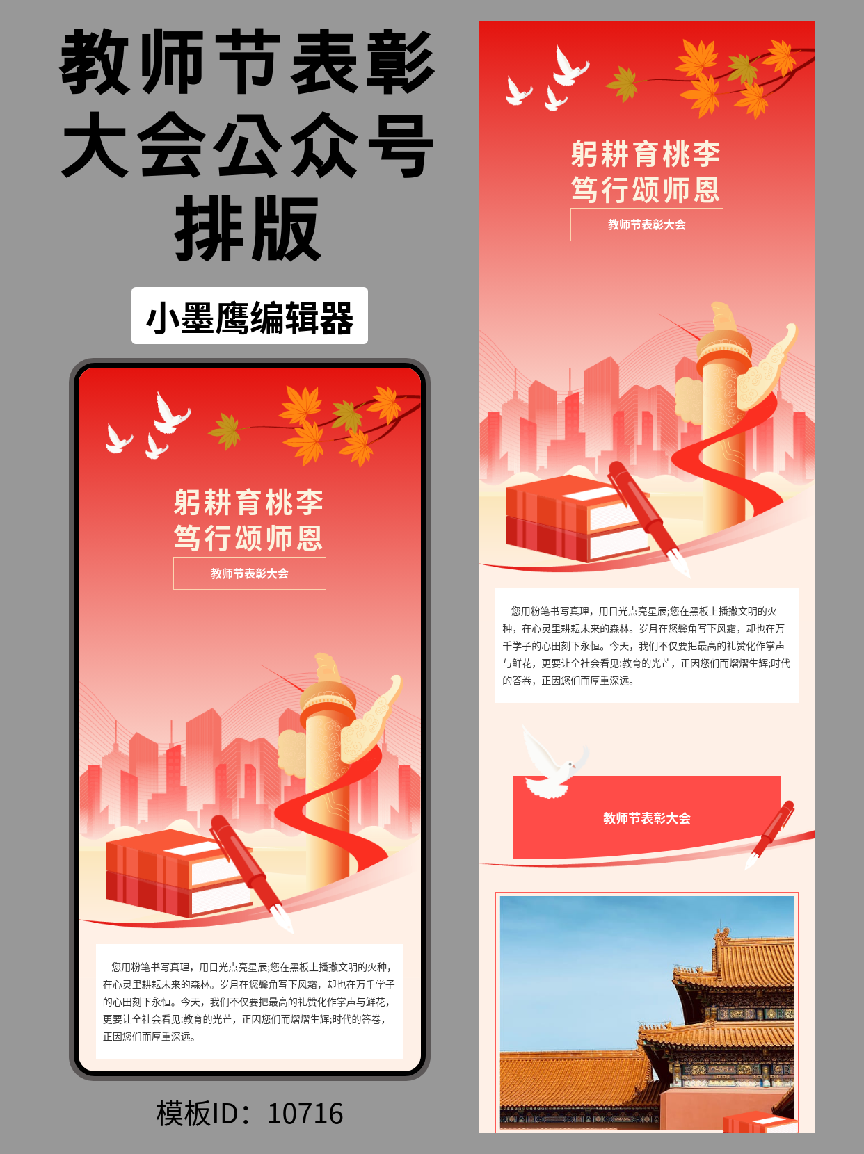 教师节表彰大会公众号排版公众号文章模版免费推荐：政务商务风这样用最得体