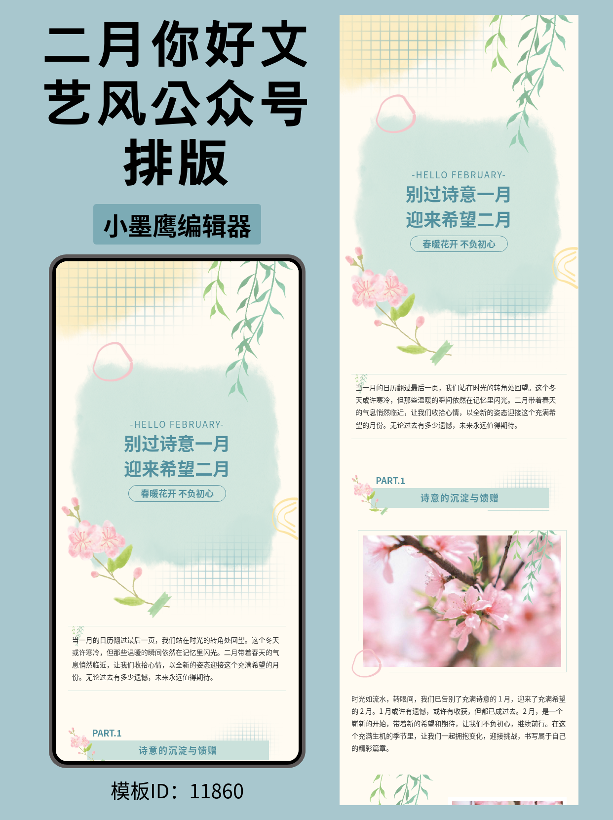  文艺风公众号排版模板推荐：你好二月清新格调