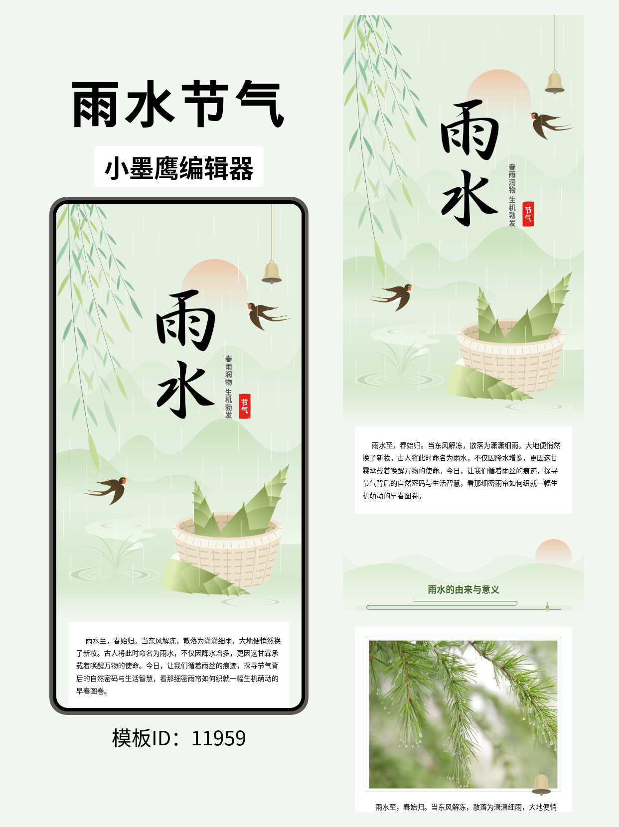  文艺风雨水节气公众号排版模板分享