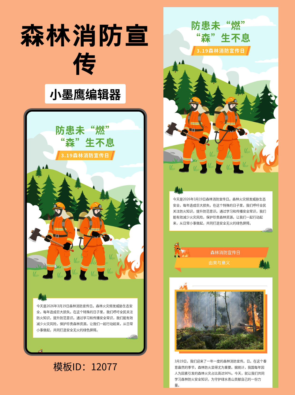 森林消防宣传日公众号排版模板推荐：防患未&ldquo;燃&rdquo;，&ldquo;森&rdquo;生不息