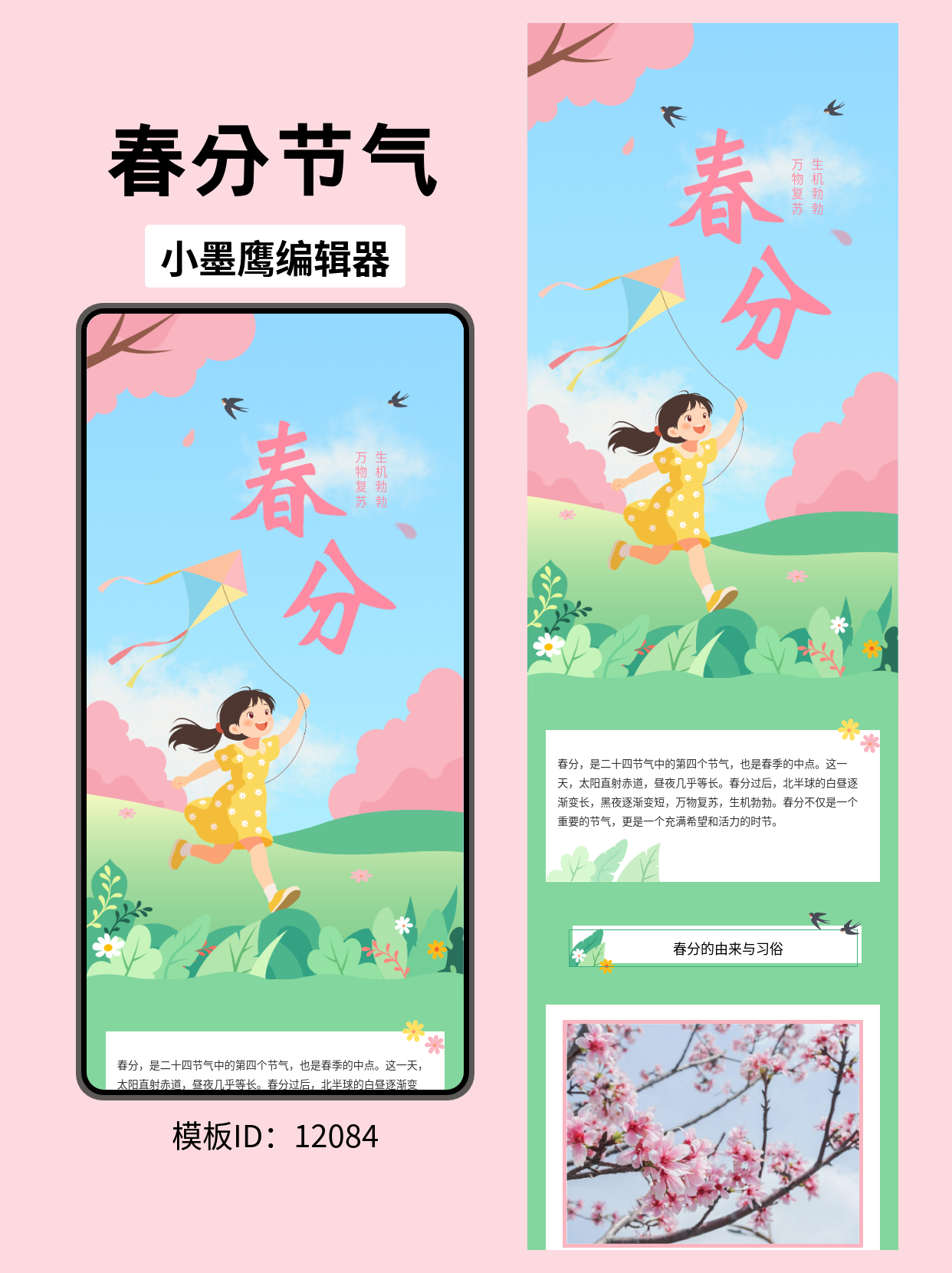 春分主题公众号推文卡通排版模板推荐：轻松打造春日暖意