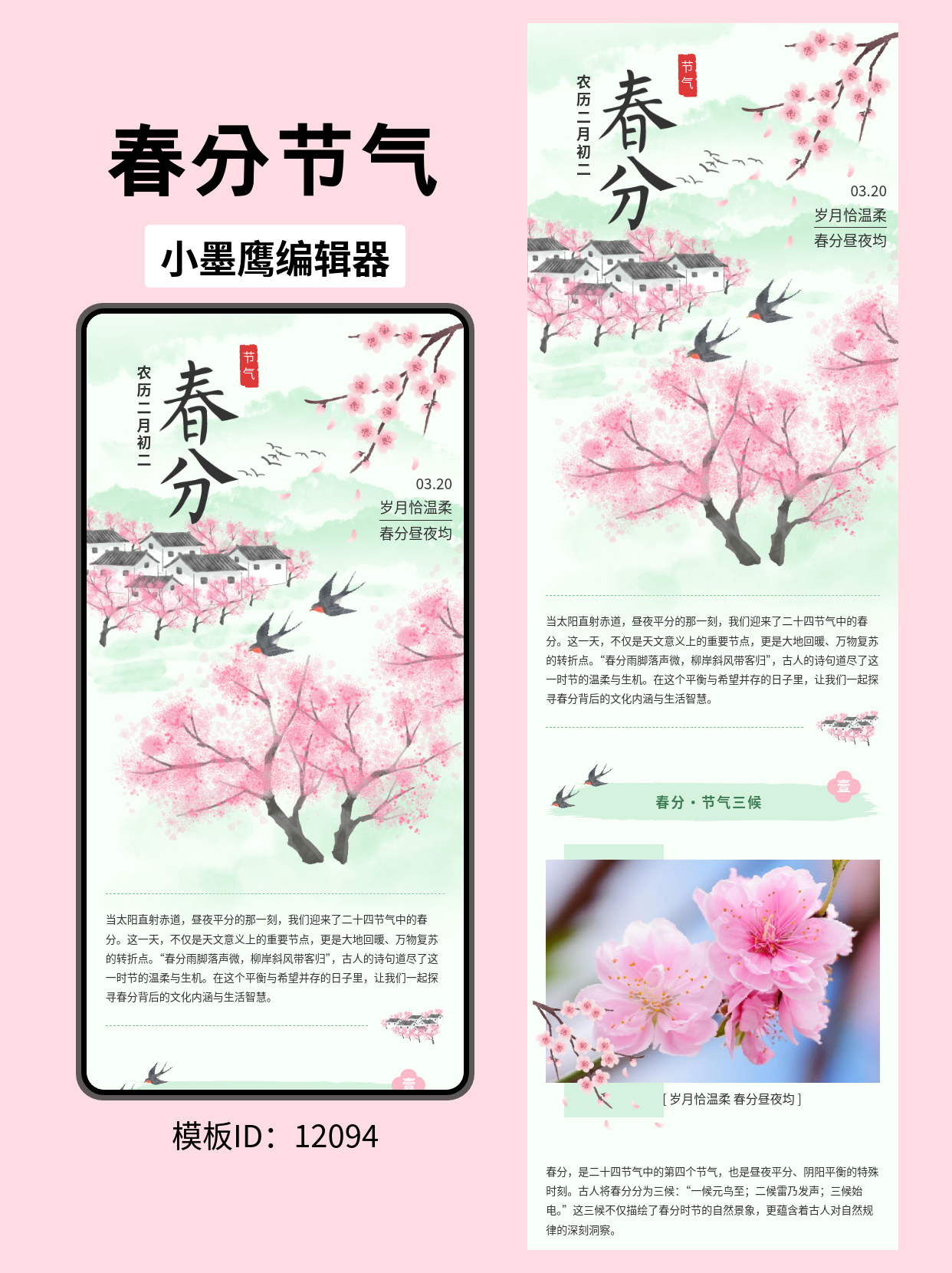 春分主题公众号排版模板推荐：展现二十四节气的诗意美感
