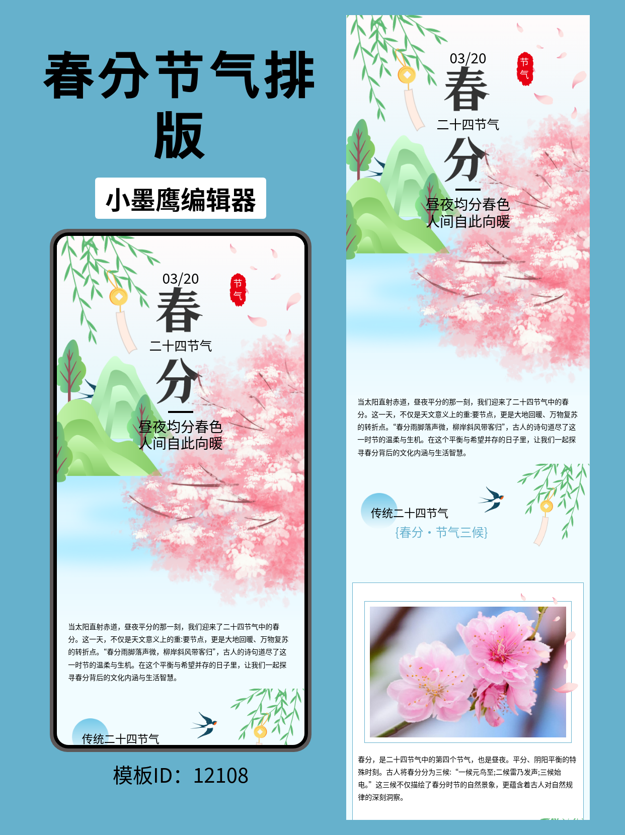 春分节气公众号排版模板：通用风设计分享