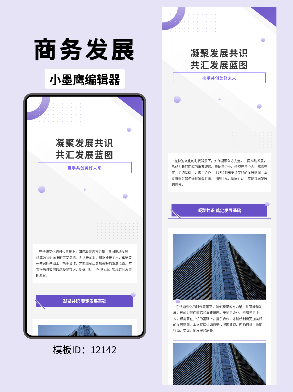 标题：商务型公众号排版模板推荐：打造凝聚发展共识的蓝图风格