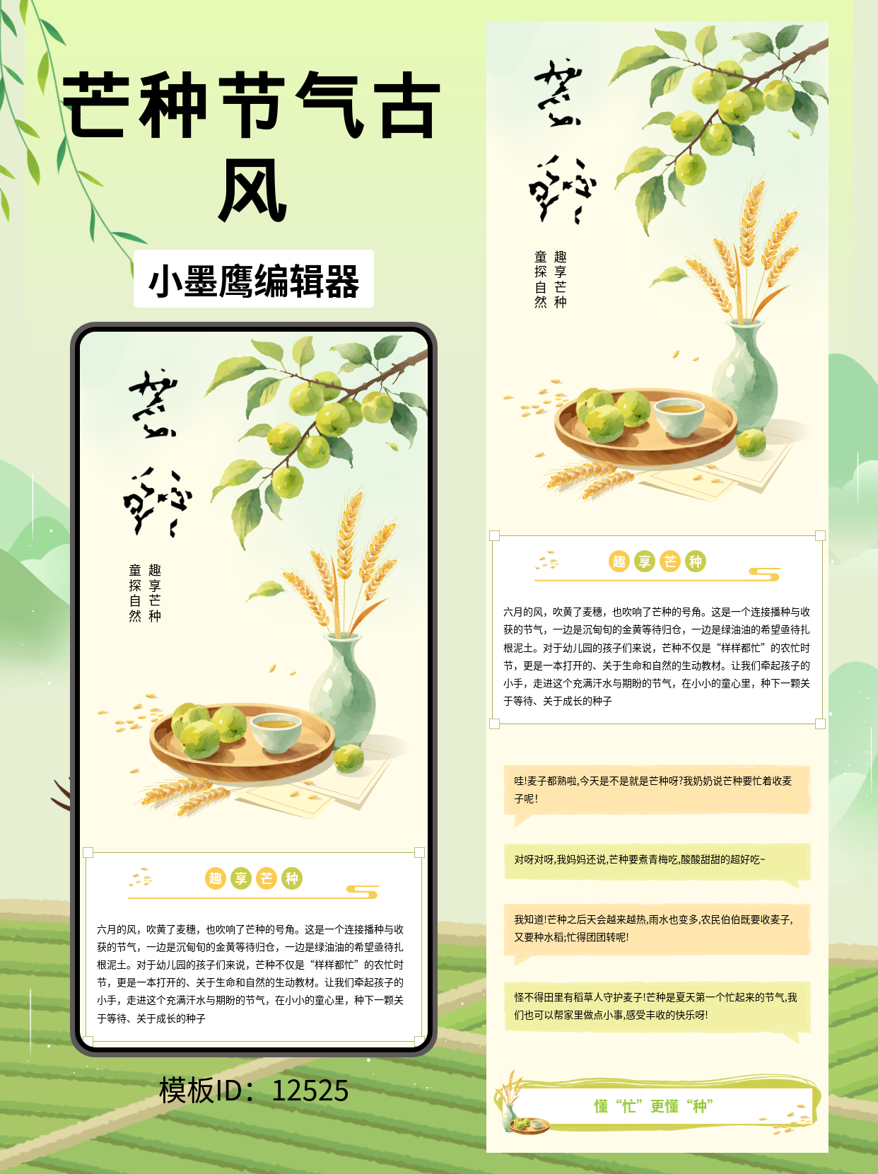 公众号排版教育类公众号模版去哪找分享｜芒种主题&middot;&ldquo;童探自然&rdquo;古风清新系