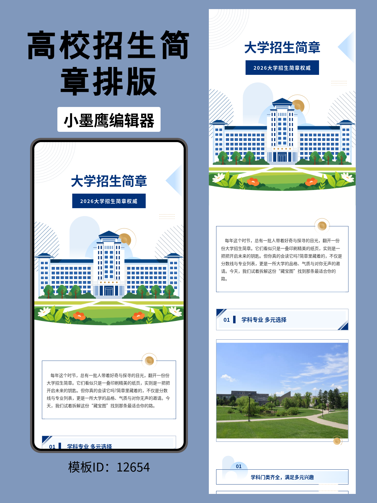一眼心动！高校公众号招生简章排版公众号编辑器模版，直接套用高级感满分