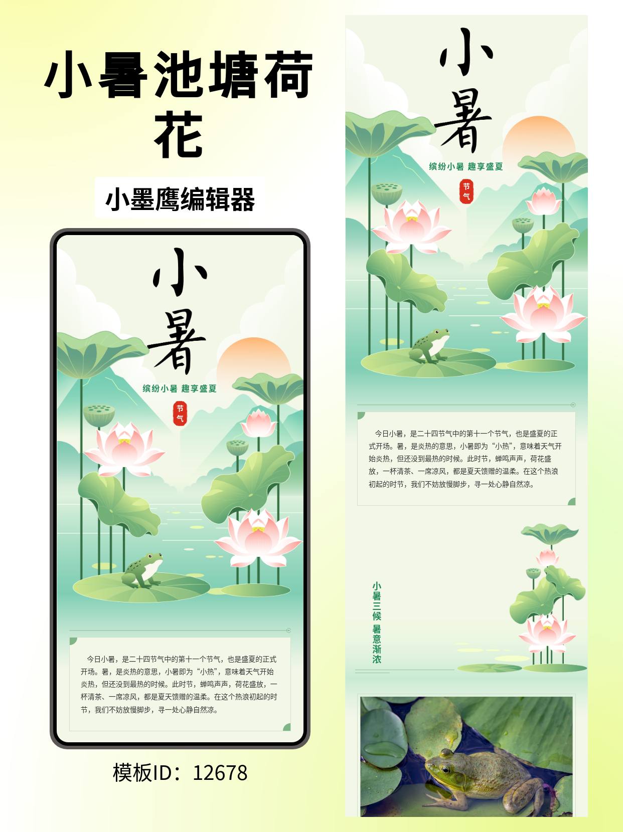 公众号排版微信文章模版分享｜24节气&middot;小暑（文艺古风荷塘意境）