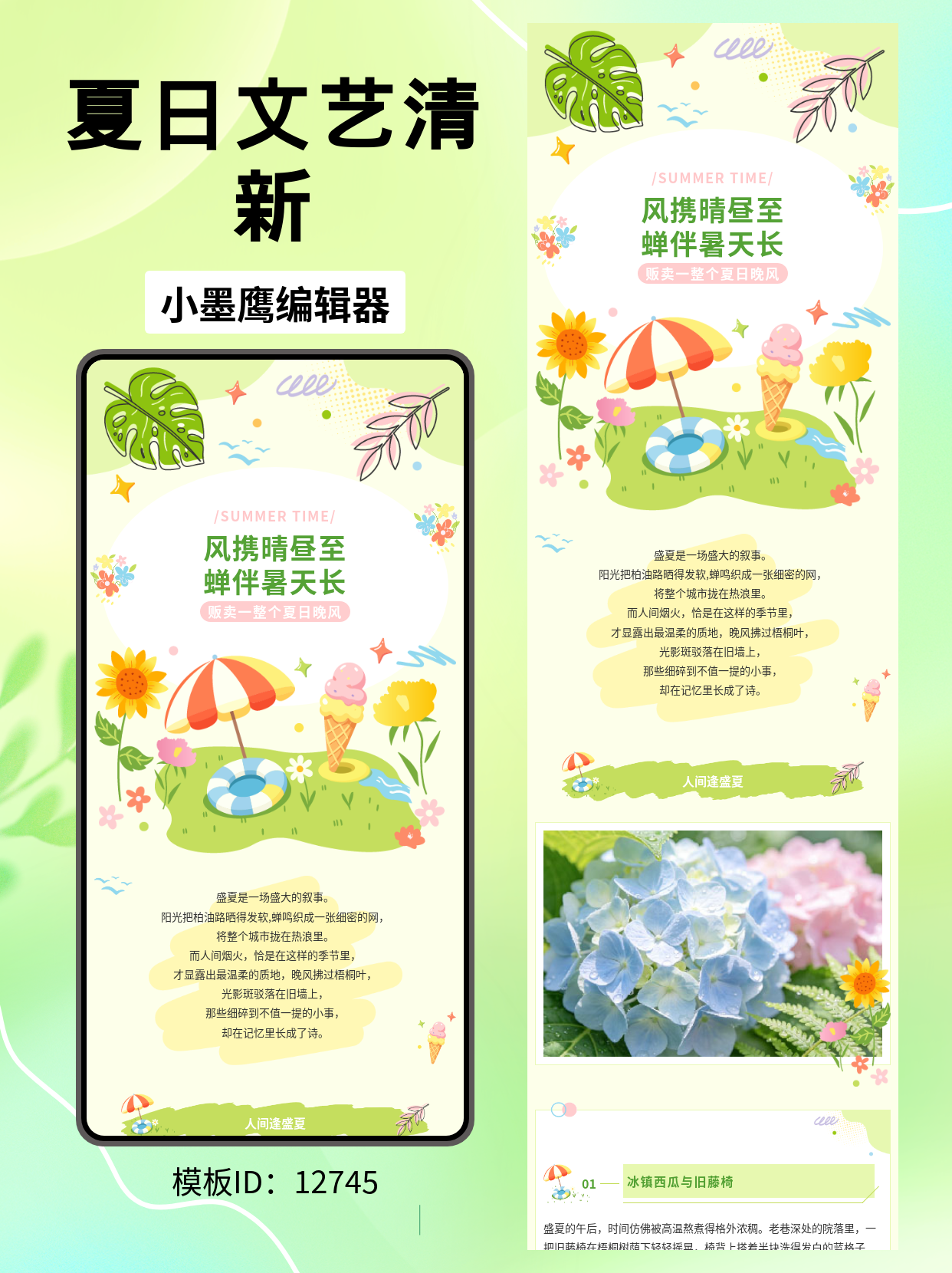 夏日小清新图文排版必备：文艺风公众号公众号模板网站分享，一眼清凉上线！