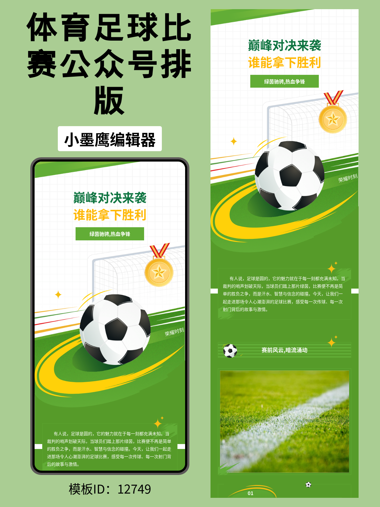 足球赛事公众号排版微信公众号排版模版推荐：商务风也能燃爆绿茵，这一套直接套用！