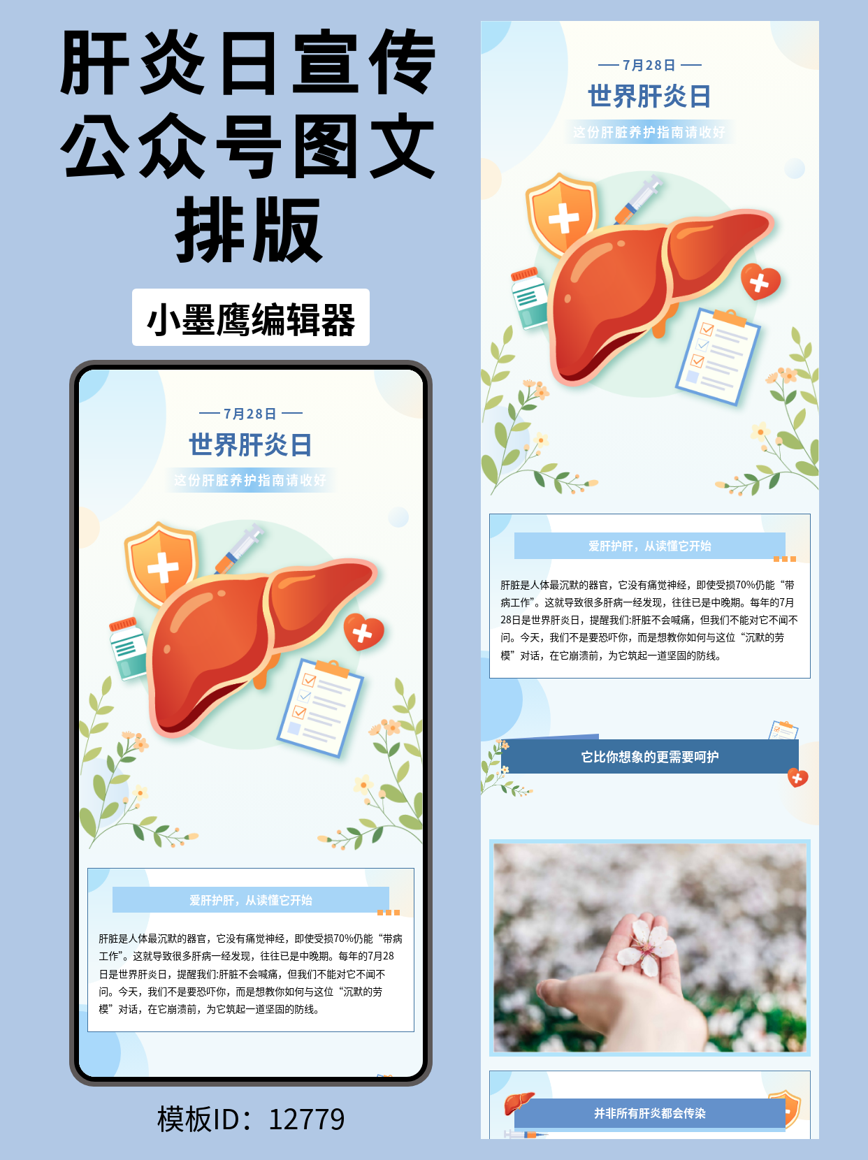 世界肝炎日公众号排版公众号免费模版大赏：让健康科普也能清新吸睛