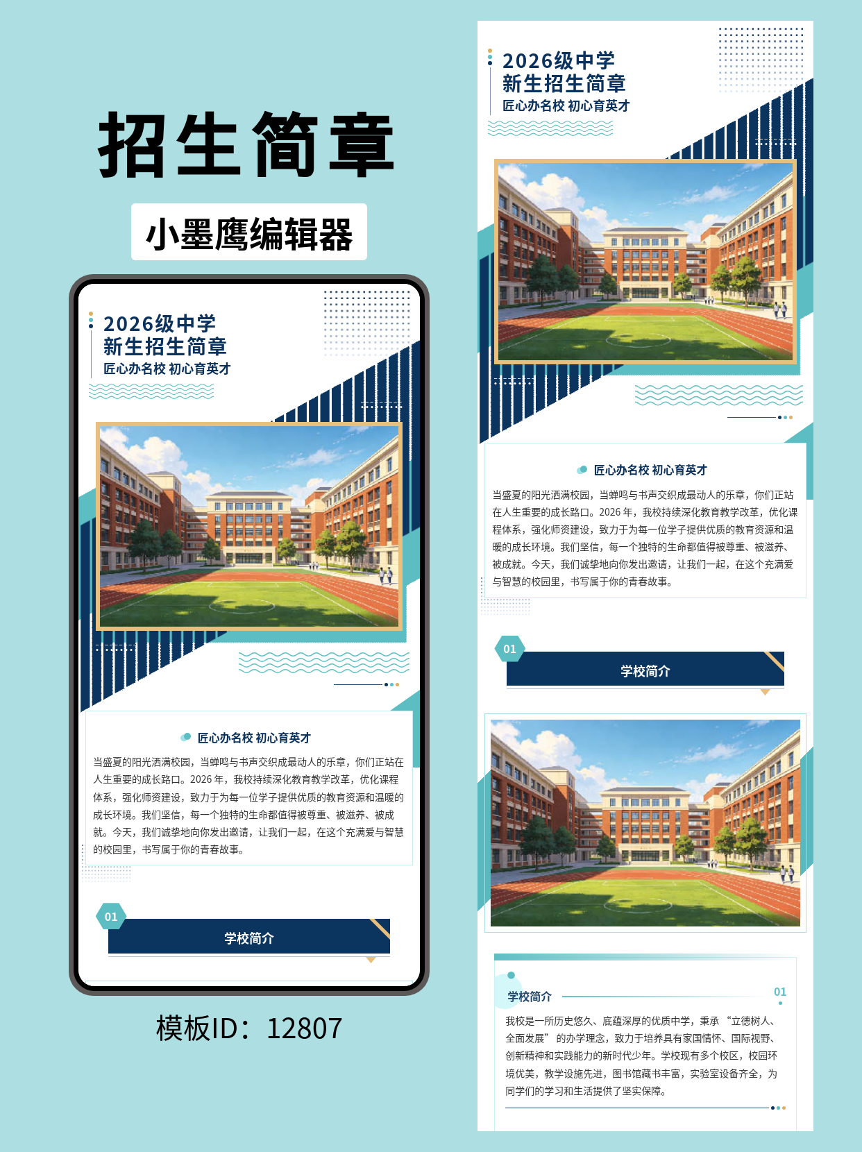 惊艳！大学2026招生简章排版公众号模板网站，用商务几何风瞬间提升高级感