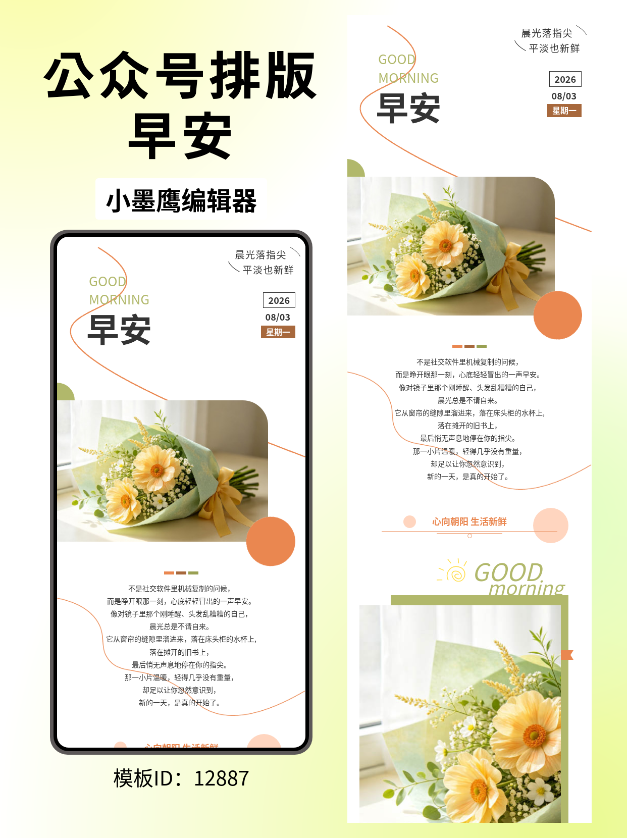 文艺小清新公众号排版公众号模版图分享｜晨光落指尖，平淡也新鲜（夏日简约几何风）