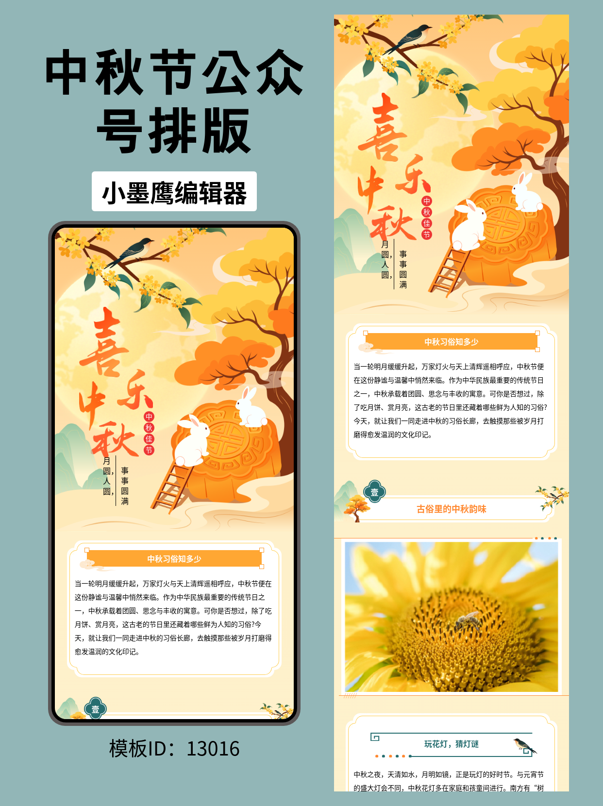 中秋公众号排版公众号编辑模版分享｜月圆人圆事圆满（桂花&middot;月兔&middot;远山插画风）
