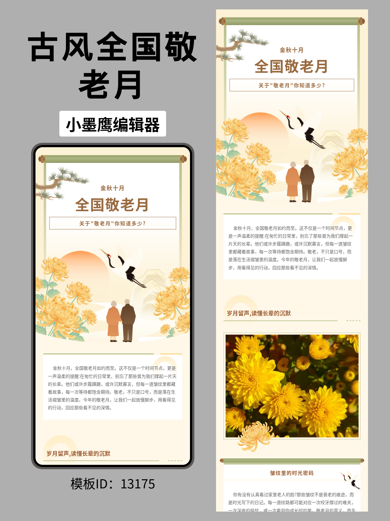 全国敬老月｜古风暖色公众号排版免费公众号模版分享（政务/社区/医疗号适用）