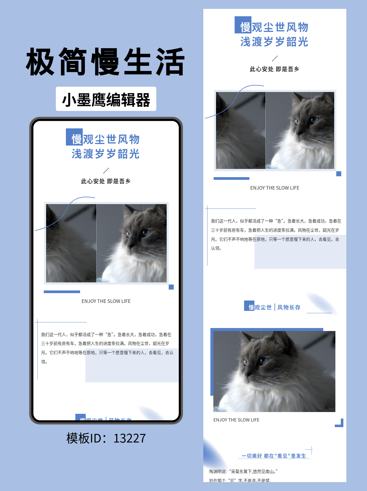 慢生活美学风公众号排版微信公众号文章模版分享：极简几何线条与留白的优雅组合
